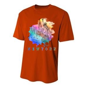 Nyc New York City Skylines Statue Of Liberty Gift Performance Sprint T-Shirt