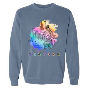 Nyc New York City Skylines Statue Of Liberty Gift Garment-Dyed Sweatshirt