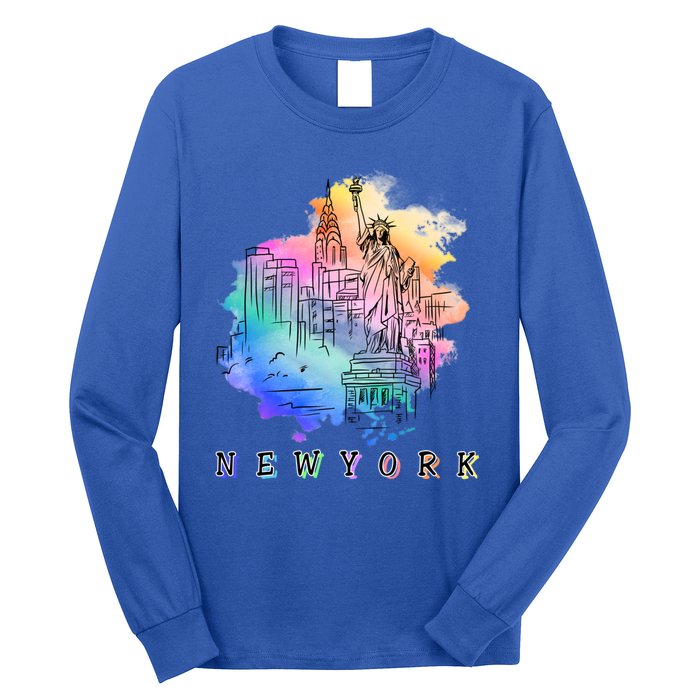 Nyc New York City Skylines Statue Of Liberty Gift Long Sleeve Shirt