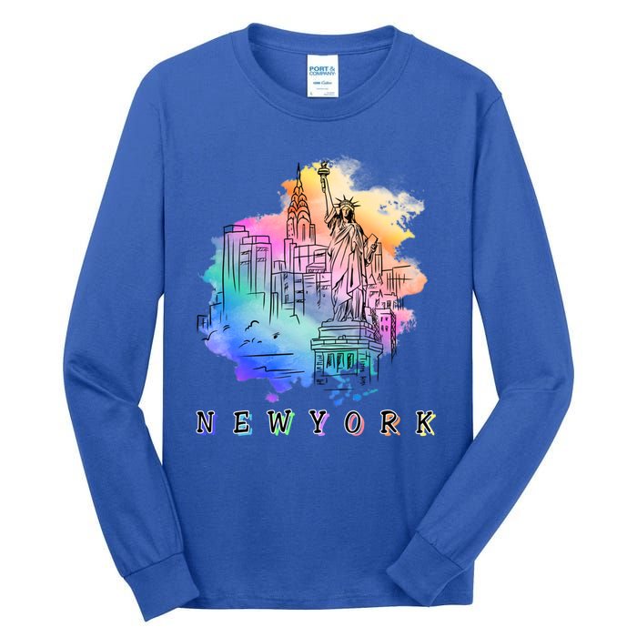 Nyc New York City Skylines Statue Of Liberty Gift Tall Long Sleeve T-Shirt