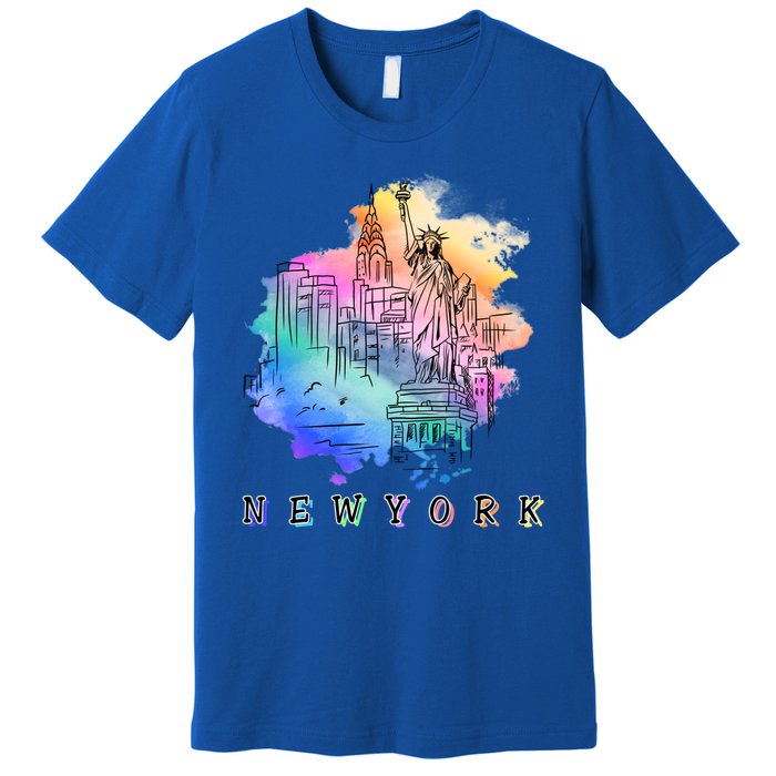 Nyc New York City Skylines Statue Of Liberty Gift Premium T-Shirt