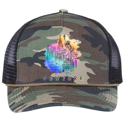 Nyc New York City Skylines Statue Of Liberty Gift Retro Rope Trucker Hat Cap