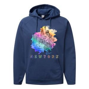 Nyc New York City Skylines Statue Of Liberty Gift Performance Fleece Hoodie