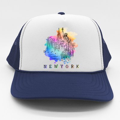 Nyc New York City Skylines Statue Of Liberty Gift Trucker Hat