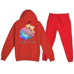 Nyc New York City Skylines Statue Of Liberty Gift Premium Hooded Sweatsuit Set