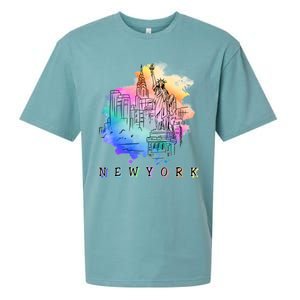 Nyc New York City Skylines Statue Of Liberty Gift Sueded Cloud Jersey T-Shirt