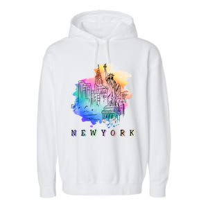 Nyc New York City Skylines Statue Of Liberty Gift Garment-Dyed Fleece Hoodie