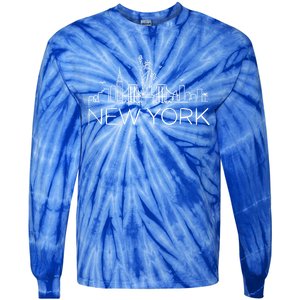 Nyc New York City Skylines Statue Of Liberty Birds Cute Gift Tie-Dye Long Sleeve Shirt