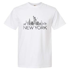 Nyc New York City Skylines Statue Of Liberty Birds Cute Gift Garment-Dyed Heavyweight T-Shirt