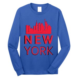 Nyc New York City Distressed Skyline Statue Of Liberty Gift Long Sleeve Shirt