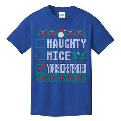 Naughty Nice Yorkshire Terrier Christmas List Dogs Xmas Gift Kids T-Shirt