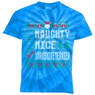 Naughty Nice Yorkshire Terrier Christmas List Dogs Xmas Gift Kids Tie-Dye T-Shirt