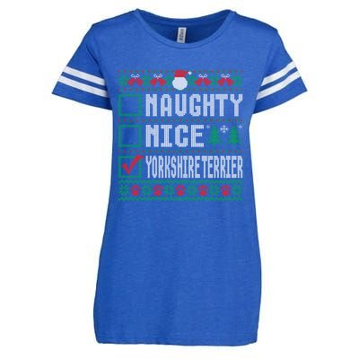 Naughty Nice Yorkshire Terrier Christmas List Dogs Xmas Gift Enza Ladies Jersey Football T-Shirt