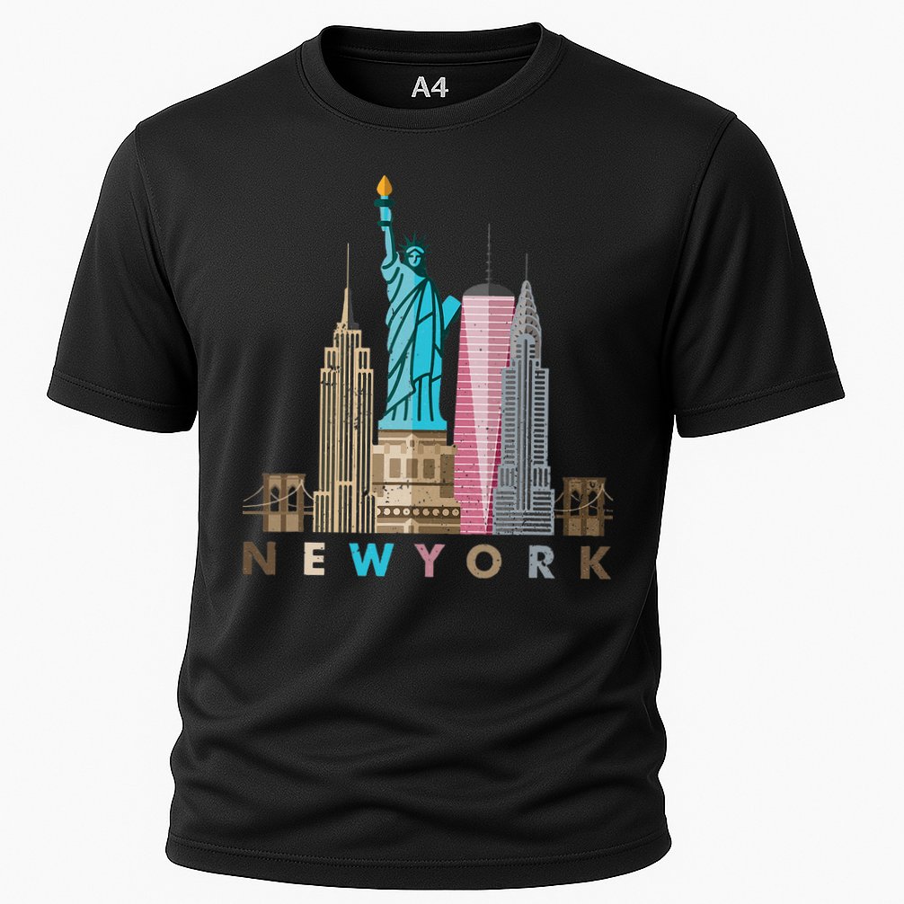 Nyc New York City Skylines Statue Of Liberty Cooling Performance Crew T-Shirt