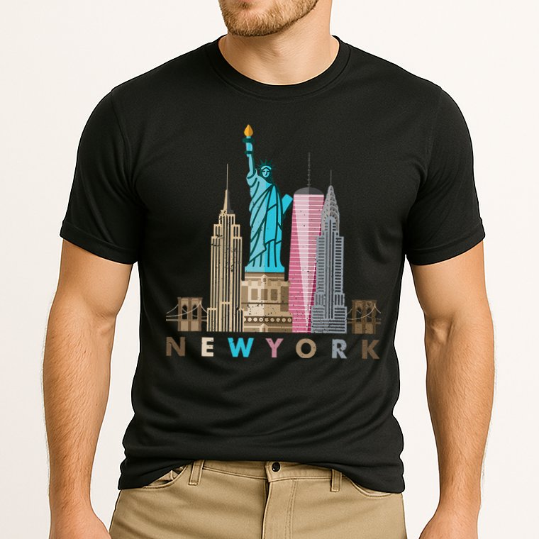 Nyc New York City Skylines Statue Of Liberty Cooling Performance Crew T-Shirt