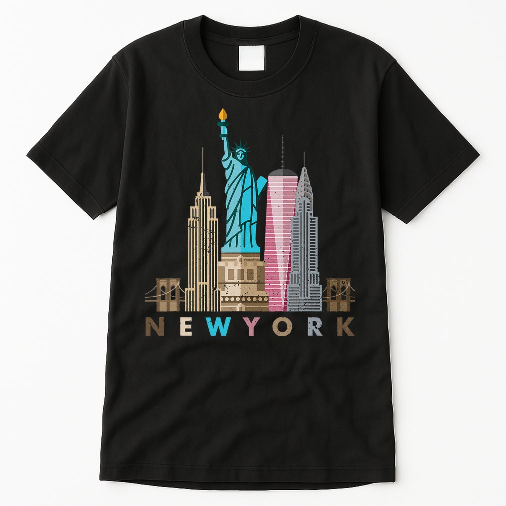 Nyc New York City Skylines Statue Of Liberty Tall T-Shirt