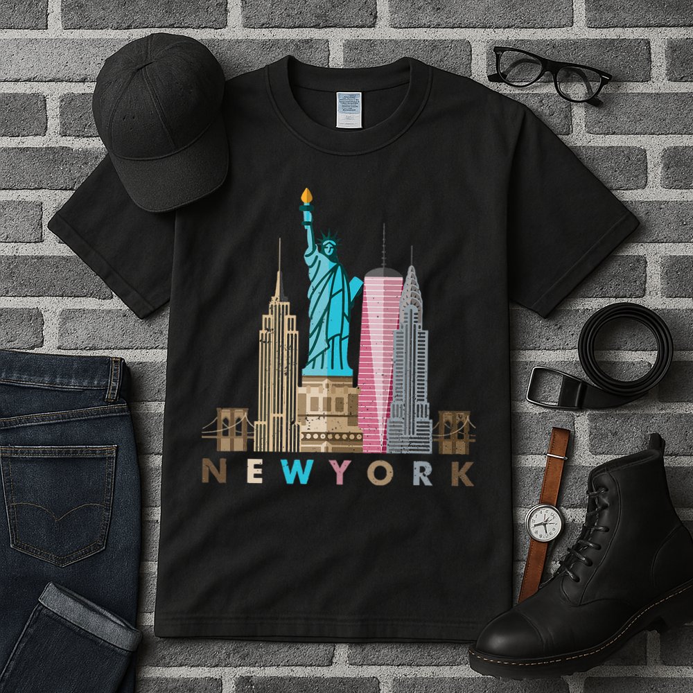 Nyc New York City Skylines Statue Of Liberty Tall T-Shirt