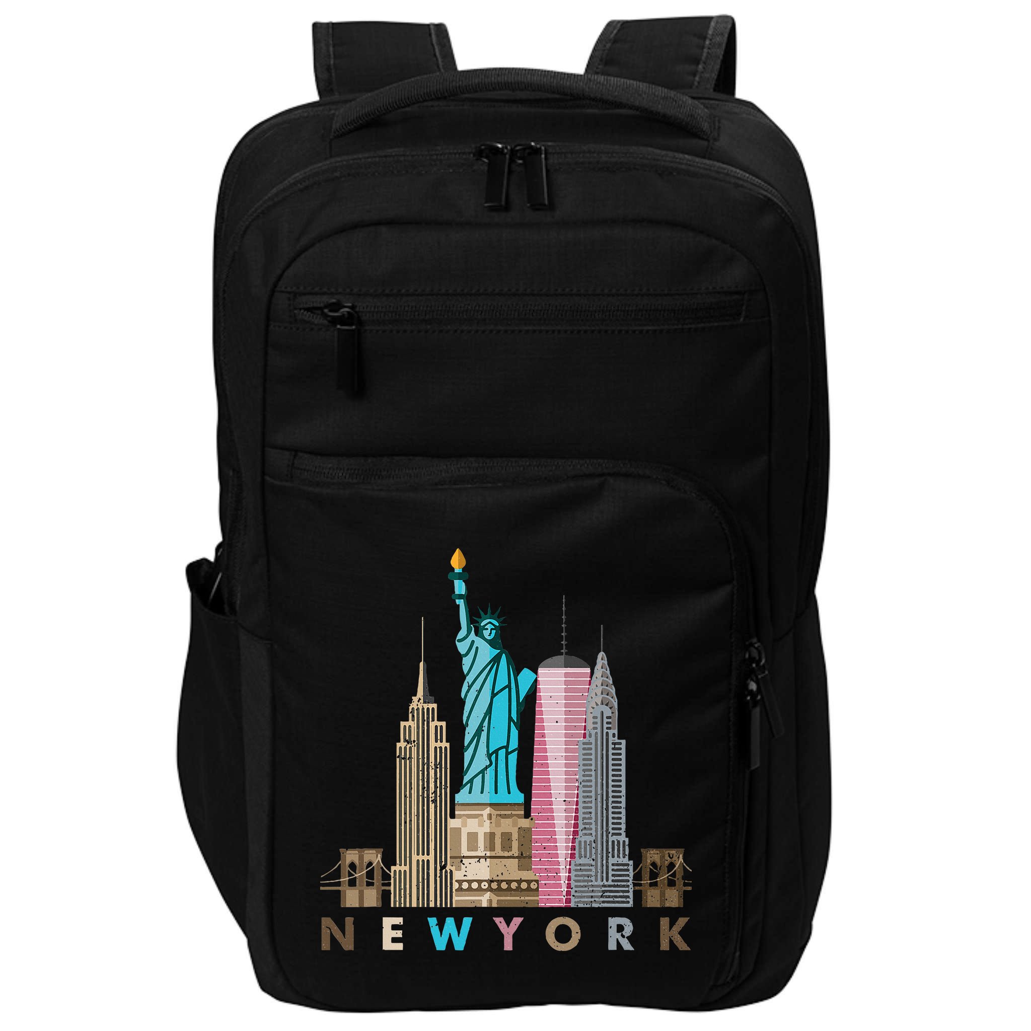 Nyc New York City Skylines Statue Of Liberty Impact Tech Backpack