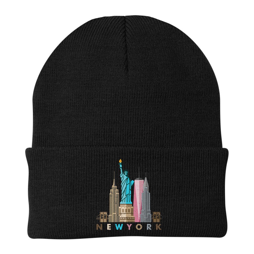 Nyc New York City Skylines Statue Of Liberty Beanie