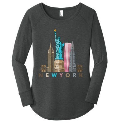 Nyc New York City Skylines Statue Of Liberty Women's Perfect Tri Tunic Long Sleeve Shirt