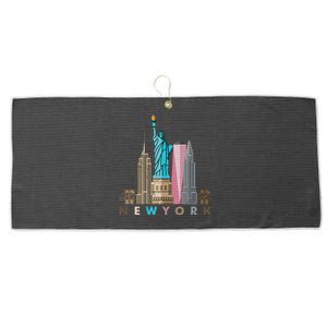 Nyc New York City Skylines Statue Of Liberty Large Microfiber Waffle Golf Towel