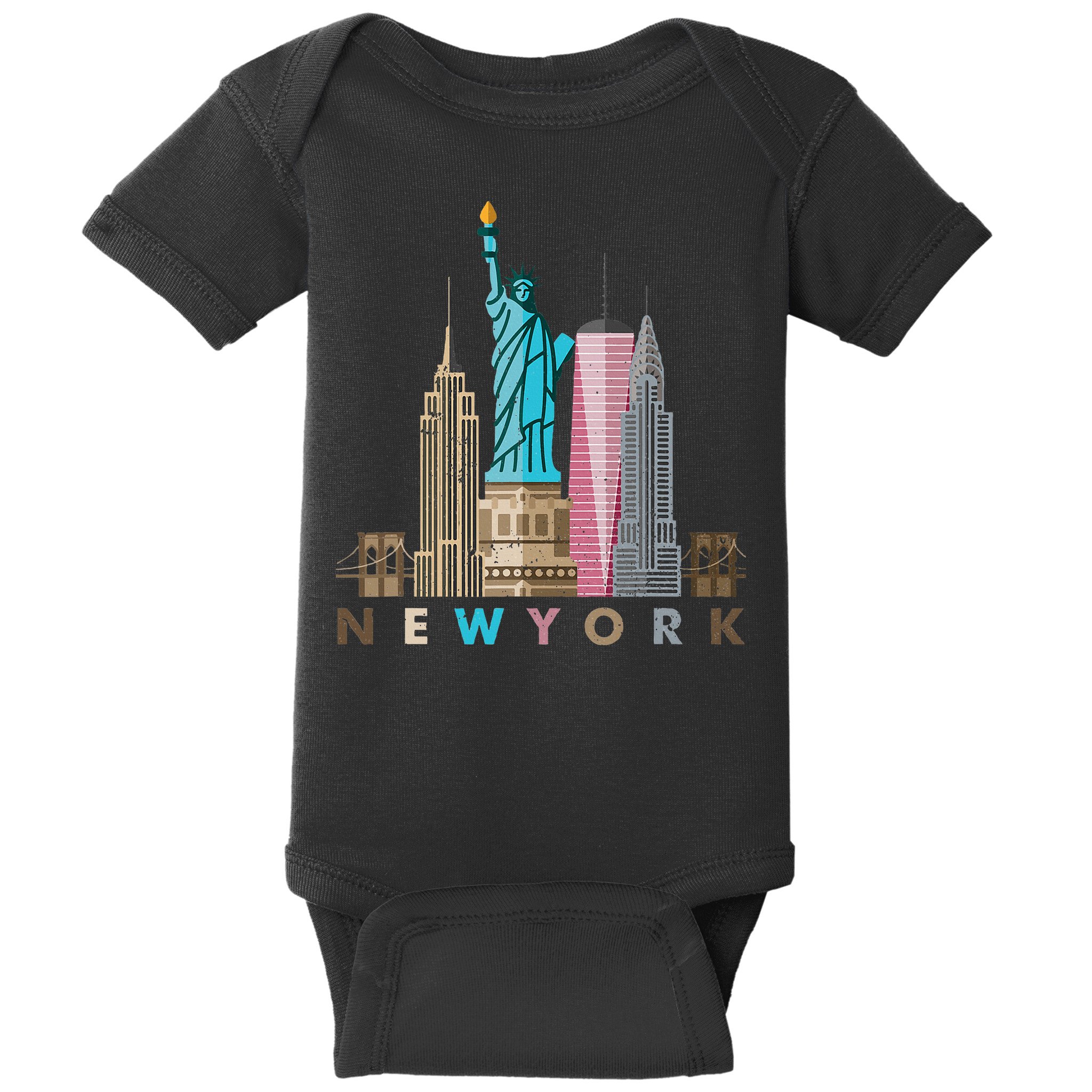 Nyc New York City Skylines Statue Of Liberty Baby Bodysuit