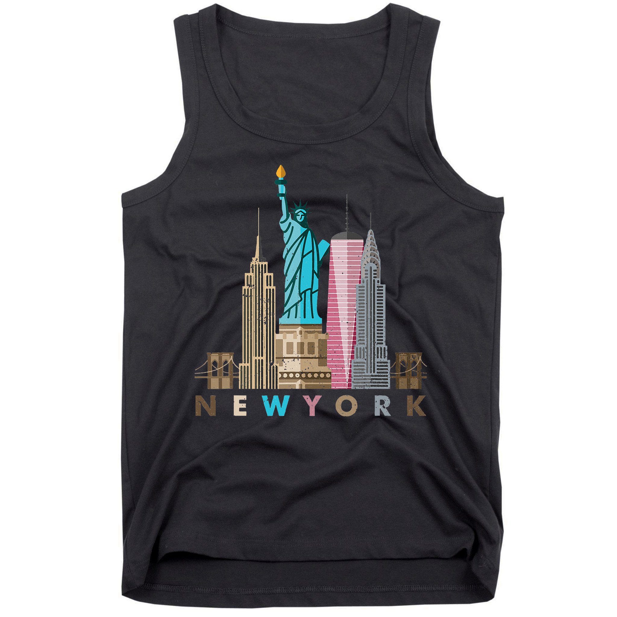 Nyc New York City Skylines Statue Of Liberty Tank Top