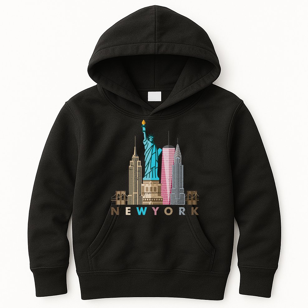 Nyc New York City Skylines Statue Of Liberty Kids Hoodie