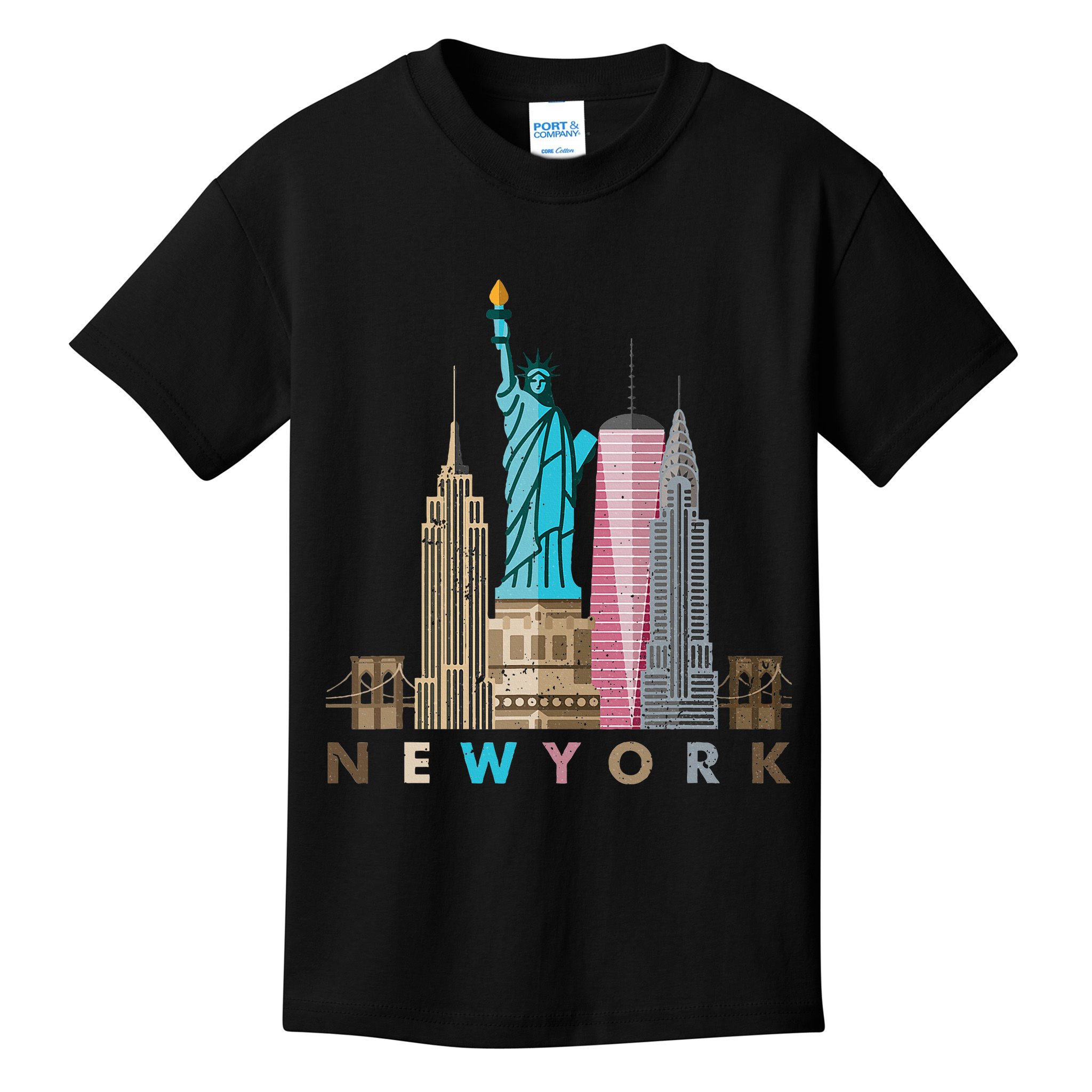 Nyc New York City Skylines Statue Of Liberty Kids T-Shirt