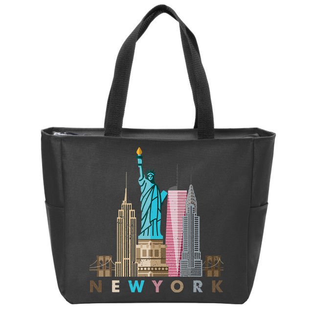 Nyc New York City Skylines Statue Of Liberty Zip Tote Bag