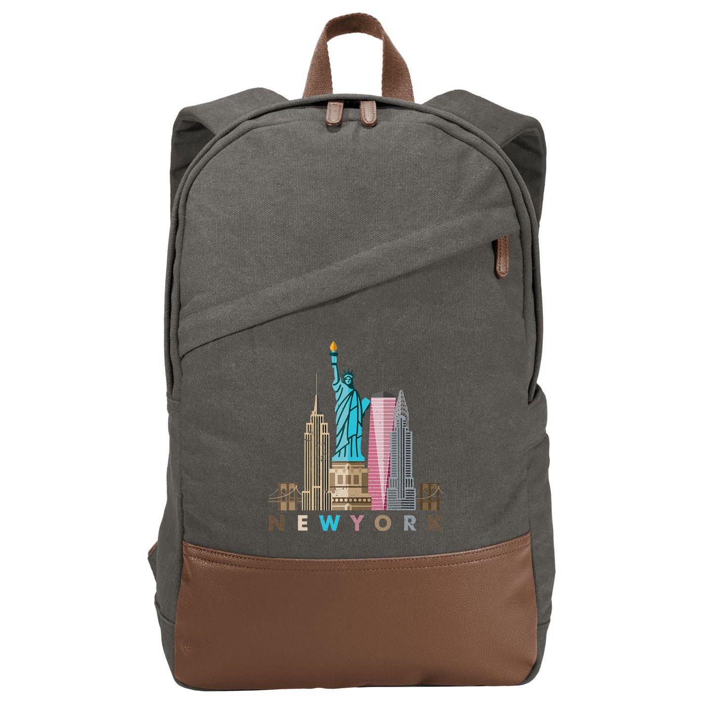 Nyc New York City Skylines Statue Of Liberty Cotton Canvas Backpack