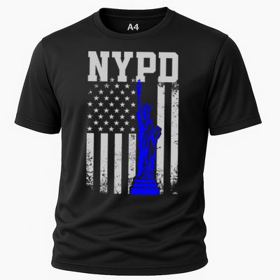 Nypd New York Police Department Statue Of Liberty Distressed Cooling Performance Crew T-Shirt
