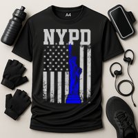 Nypd New York Police Department Statue Of Liberty Distressed Cooling Performance Crew T-Shirt