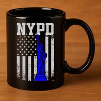 Nypd New York Police Department Statue Of Liberty Distressed 11oz C Handle Ceramic Mug
