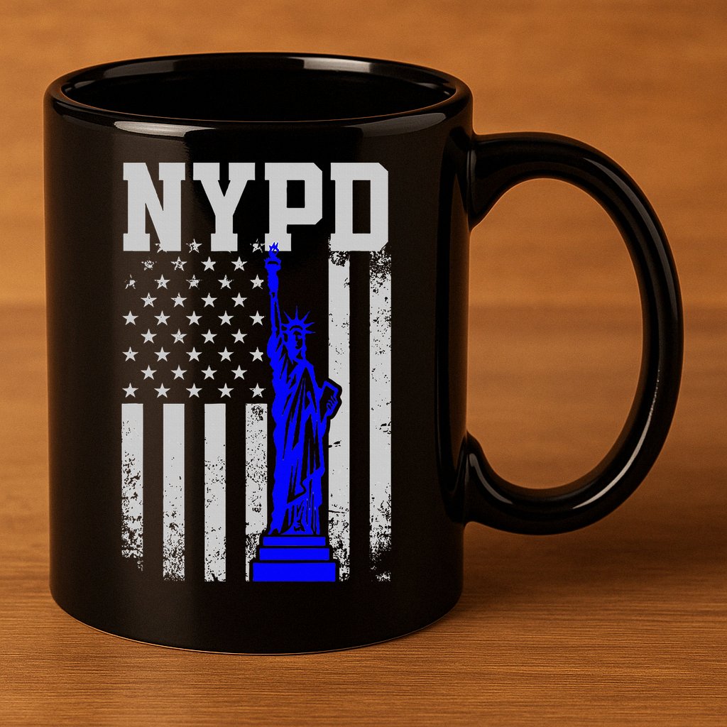 Nypd New York Police Department Statue Of Liberty Distressed 11oz C Handle Ceramic Mug