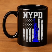 Nypd New York Police Department Statue Of Liberty Distressed 11oz C Handle Ceramic Mug