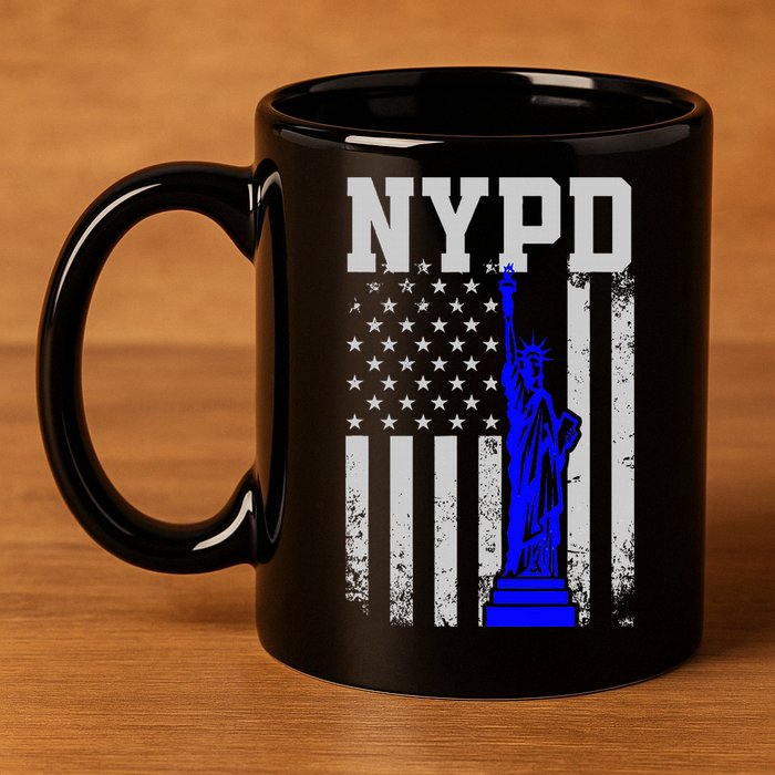 Nypd New York Police Department Statue Of Liberty Distressed 11oz C Handle Ceramic Mug