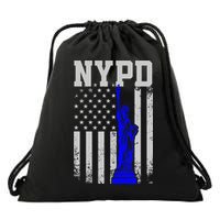 Nypd New York Police Department Statue Of Liberty Distressed Drawstring Bag