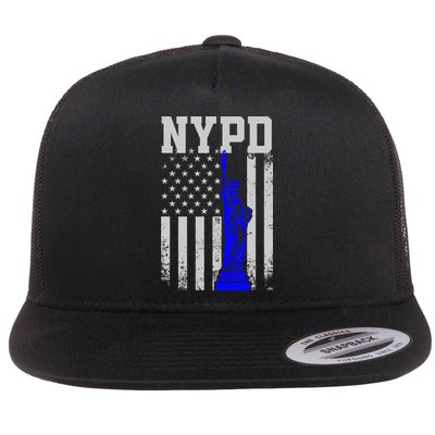 Nypd New York Police Department Statue Of Liberty Distressed Flat Bill Trucker Hat