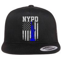 Nypd New York Police Department Statue Of Liberty Distressed Flat Bill Trucker Hat