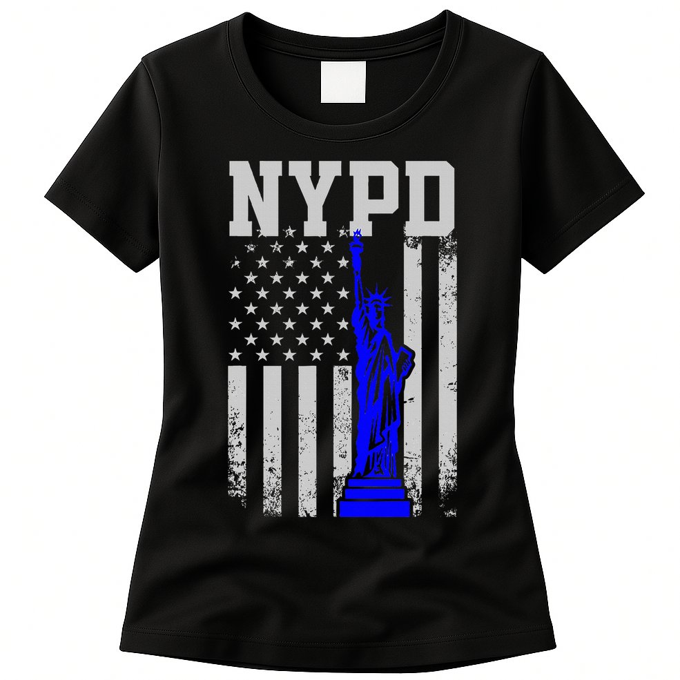 Nypd New York Police Department Statue Of Liberty Distressed Womens T-Shirt