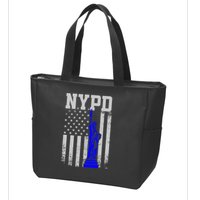 Nypd New York Police Department Statue Of Liberty Distressed Zip Tote Bag