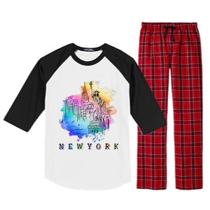 Nyc New York City Skylines Statue Of Liberty Raglan Sleeve Pajama Set