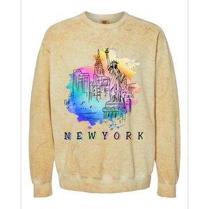 Nyc New York City Skylines Statue Of Liberty Colorblast Crewneck Sweatshirt