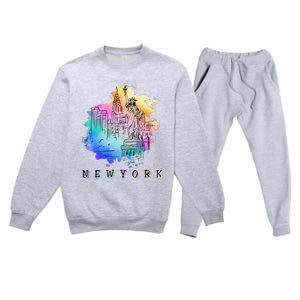 Nyc New York City Skylines Statue Of Liberty Premium Crewneck Sweatsuit Set