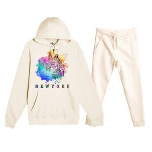 Nyc New York City Skylines Statue Of Liberty Premium Hooded Sweatsuit Set