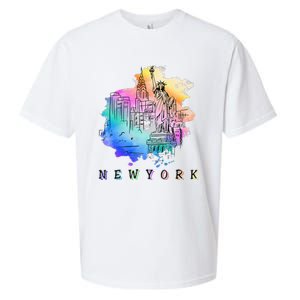 Nyc New York City Skylines Statue Of Liberty Sueded Cloud Jersey T-Shirt