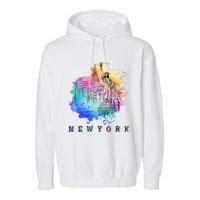 Nyc New York City Skylines Statue Of Liberty Garment-Dyed Fleece Hoodie