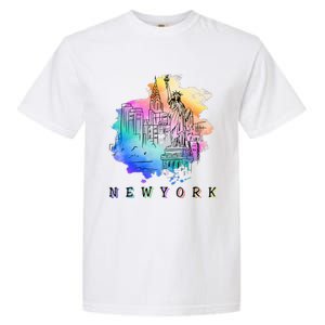 Nyc New York City Skylines Statue Of Liberty Garment-Dyed Heavyweight T-Shirt