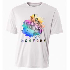 Nyc New York City Skylines Statue Of Liberty Cooling Performance Crew T-Shirt